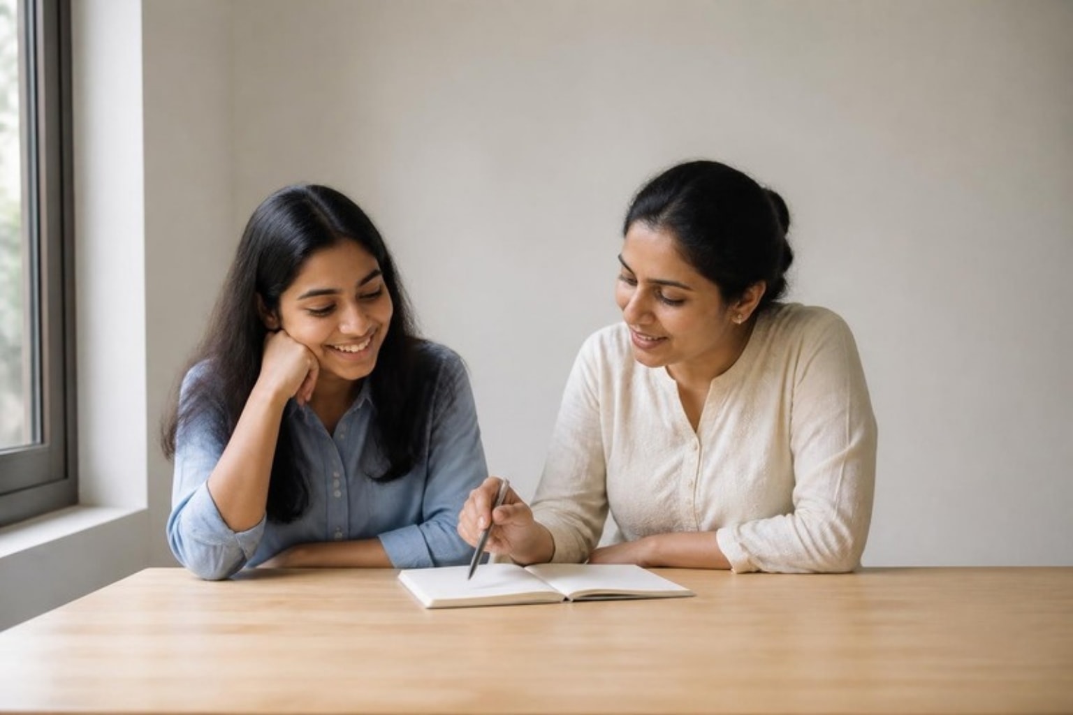 A mentor having a meaningful conversation with a student